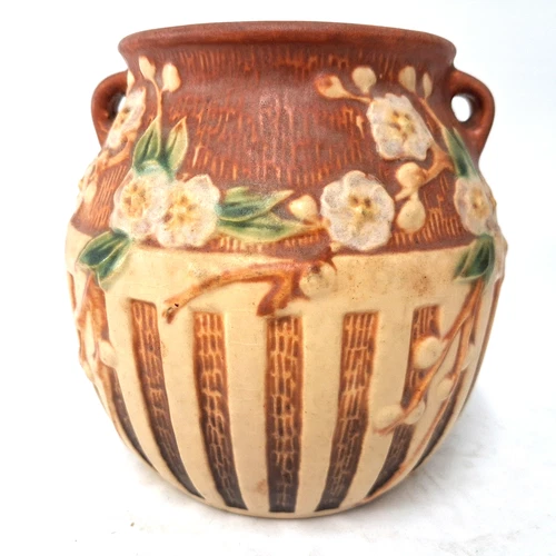 Roseville Pottery Cherry Blossom Vase – Shape 619 – Art Deco Floral