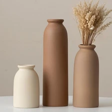 10.4 inches Tall Decorative Ceramic Vase Set, 3 Pieces, Nordic Modern Boho St...