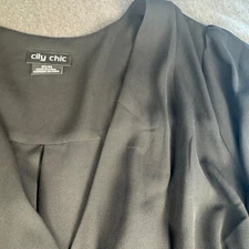 City Chic Black Wrap Style Midi Dress Bell Sleeve Tie Waist Flowy