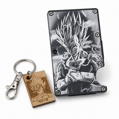 Vegeta DBZ Engraved RFID Wallet with Keychain Dragon Ball Z Anime Gift