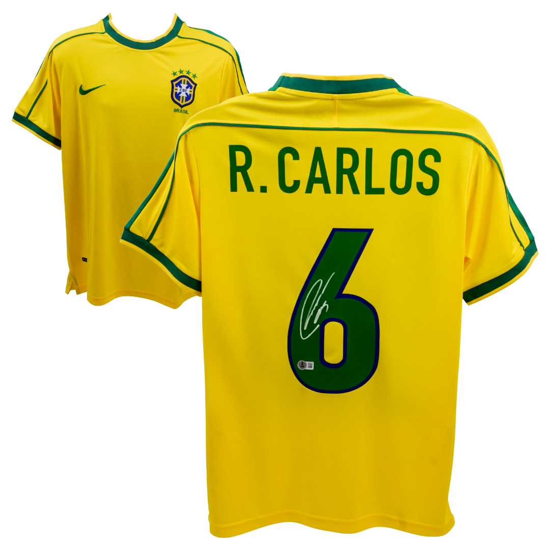 Roberto Carlos Signed Brazil FC Home Soccer Jersey #6 with Beckett