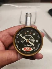 Vintage Accu-Gage 60 PSI Dial Tire Gauge With Racing Flags