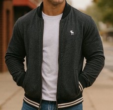 Abercrombie & Fitch Men's Muscle Sweatshirt Med Preppy Y2K Full Zip Jacket