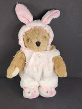Vintage Plush Teddy Bear wearing bunny suit w/ slippers
