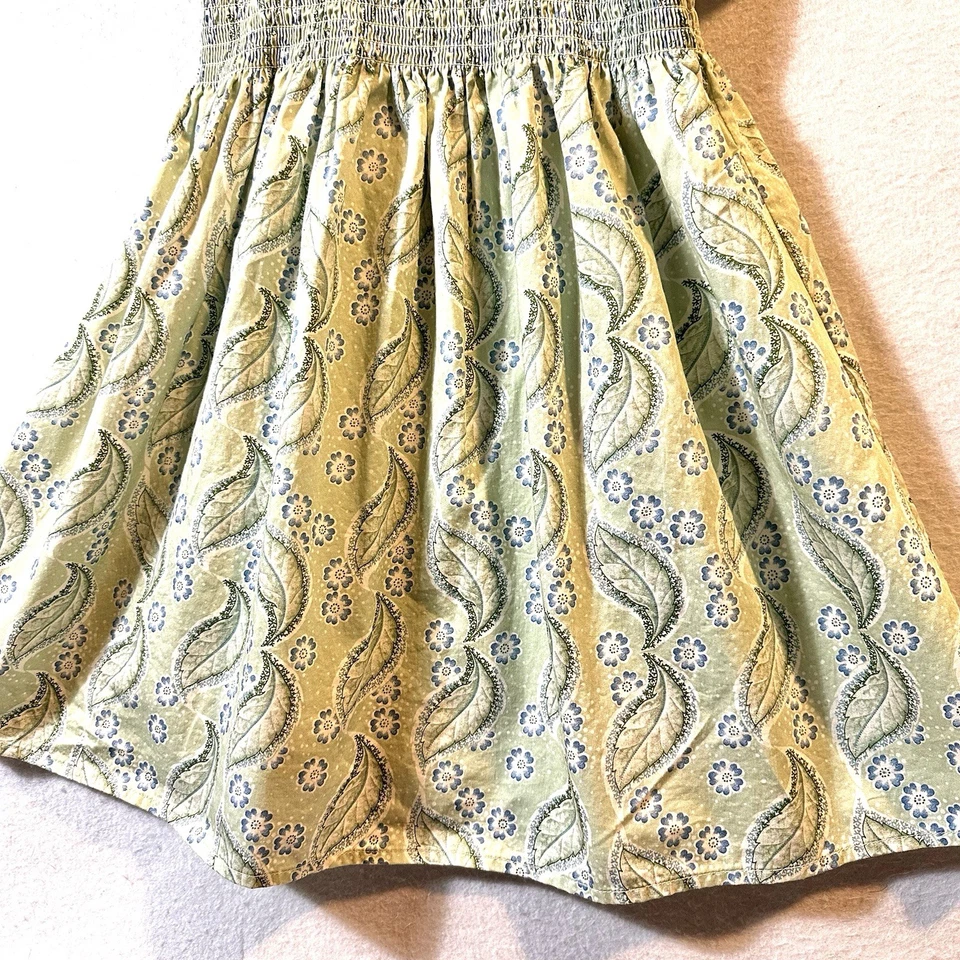 Vestido Hill House para meninas 11/12 verde folhas manchadas manga folhada 100% algodão - Imagem 4 de 4