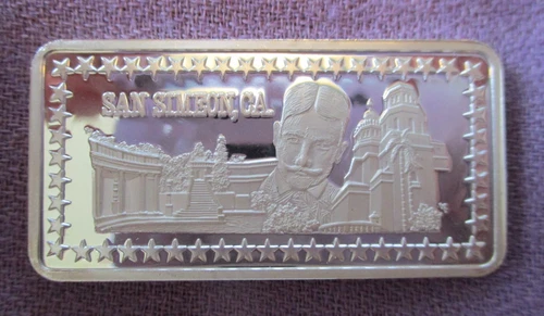 San Simeon, CA. -Hearst Castle- #ed  1 Troy Oz. .999 Fine Silver Art Bar America