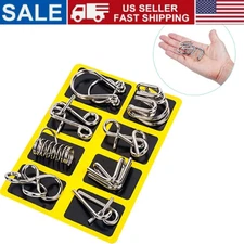 8 IN 1 Metal Craft Chinese Ring Puzzle IQ Brain Teaser Kid Adult Educational Toy