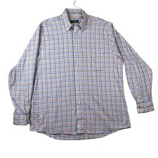 Men's Chaps Button Down Long Sleeve Multicolor Plaid Wrinkle Free Shirt 17 34/35