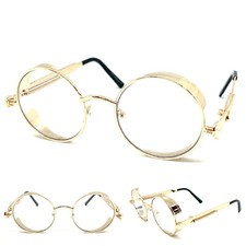 Men's Classy Elegant Vintage Retro Style Clear Lens EYE GLASSES Round Gold Frame