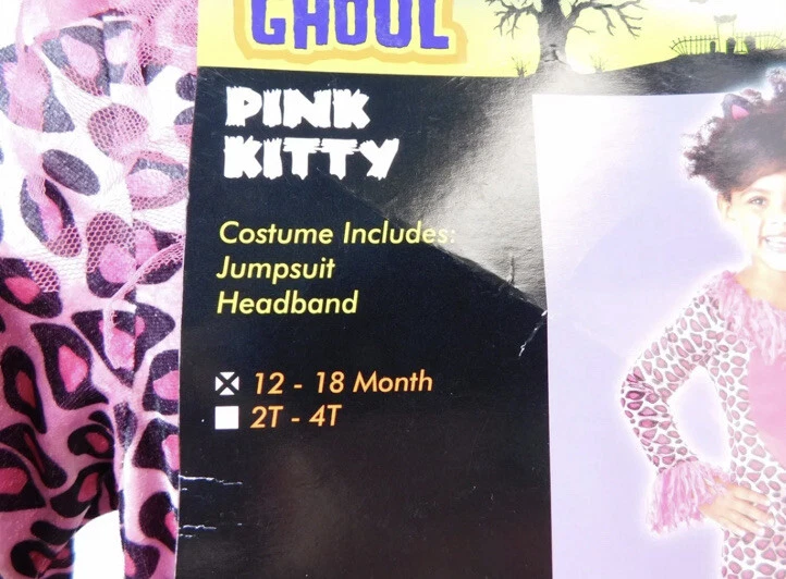 Mono Disfraz Halloween Pink Kitty Infantil, Niño Pequeño Solo 12-18 Meses #5296 Foto 3 de 4