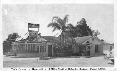 1930s Orlando Florida Ted's Cabins occupation Midway Press Postcard 24-11135