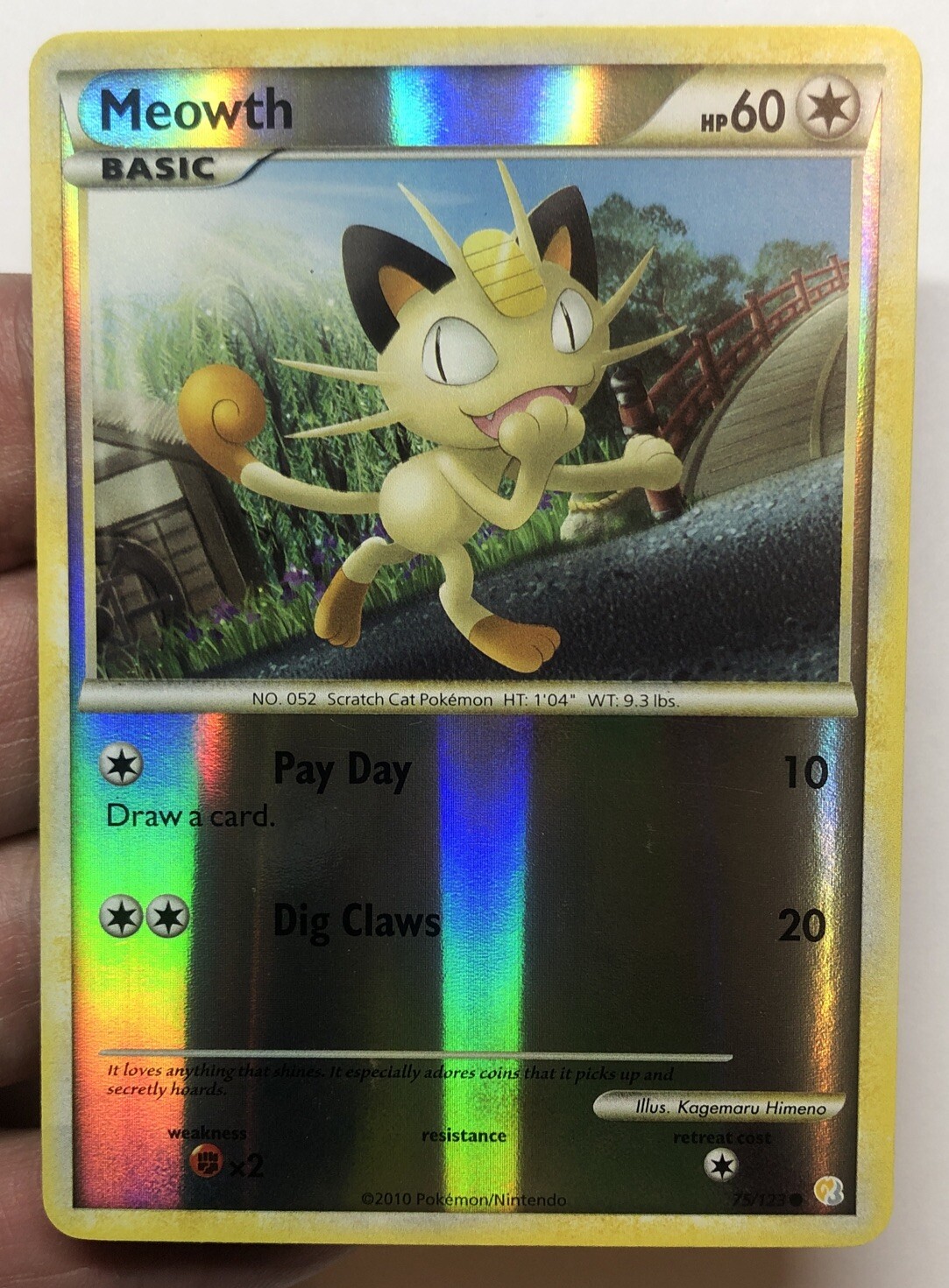 Meowth 75/123 Heartgold & Soulsilver Reverse Holo NM