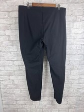 Eileen Fisher Pull On Stretch Ankle Pants Black Tapered Leg Flat Front Size L