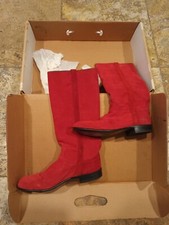 Justin Antique Women's Boots Red Suede Leather Size 7b - Original Box. 1990s