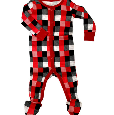 Plaid Christmas Pajamas Red Black Lumberjack Sleeper Size 6m