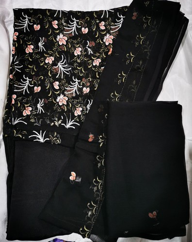 Nuevo traje de 4 piezas suave arruga georgette (sin coser) bufanda inferior superior con entrada - Imagen 1 de 10