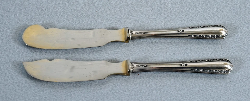 2 edle 800er Silber Messer Buttermesser Käsemesser Käsebesteck Art Deco 30er J. - Bild 3 von 4