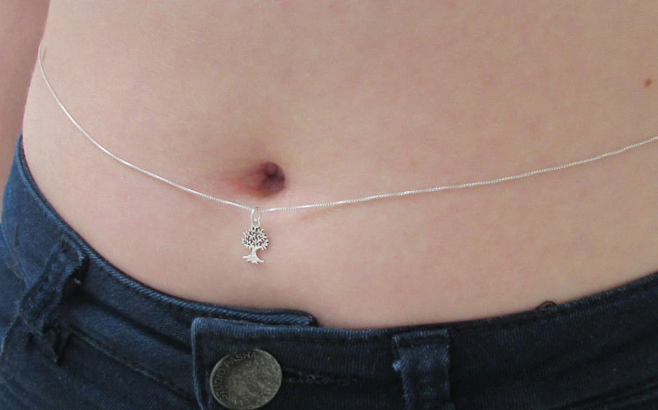 Tree of Life Charm Belly Chain Body Jewelry Sterling Silver Sexy Waist Necklace