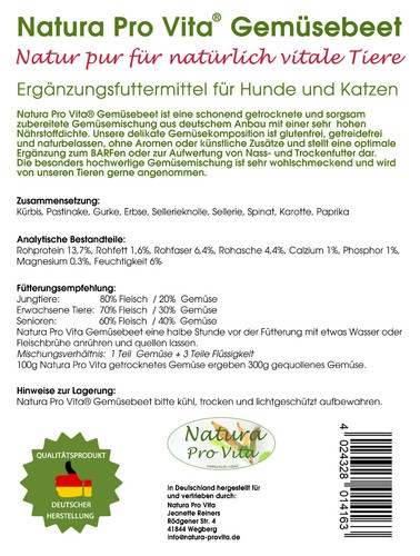 Barfgemüse Hund glutenfrei getreidefrei deutsche Top Qualität Natura ProVita 3kg - Bild 8 von 8