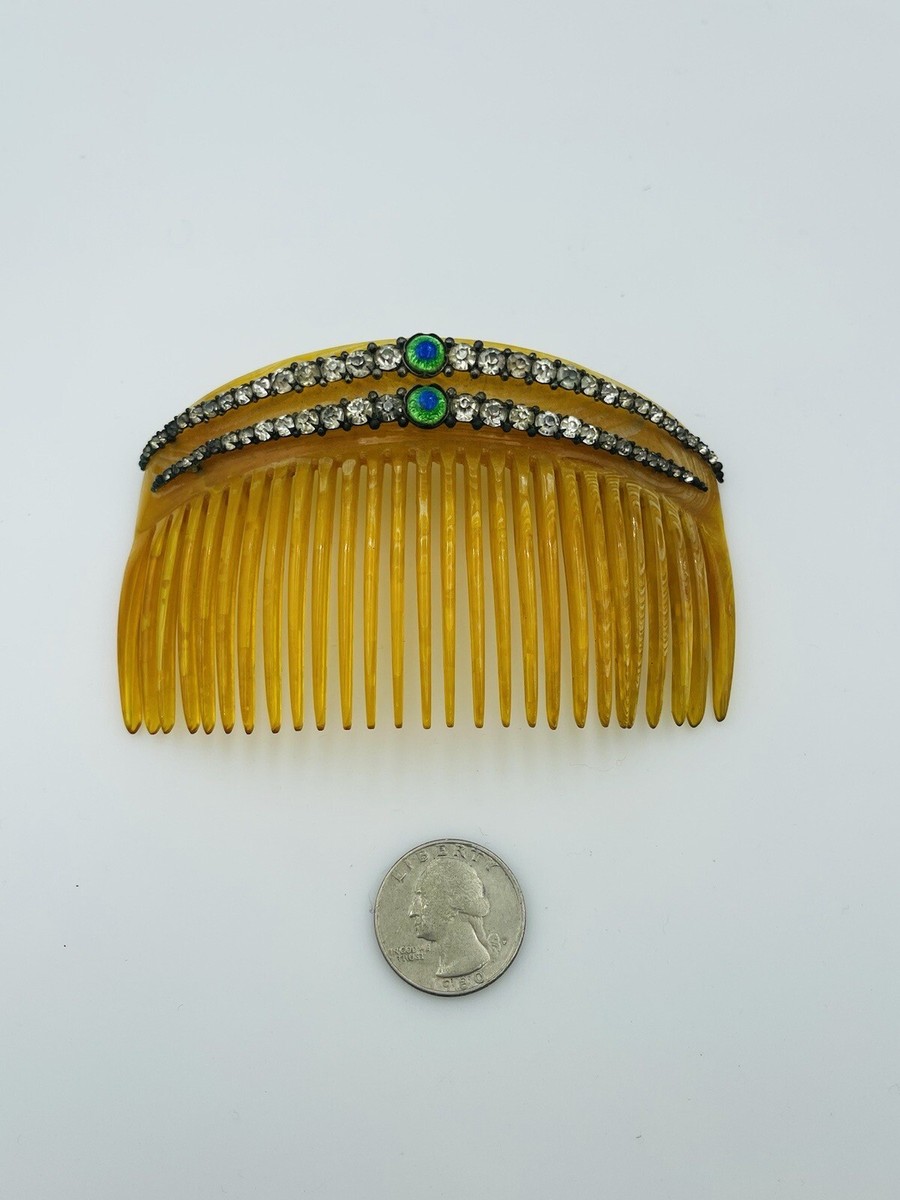 Vintage Peacock hair piece Antique Gold-tone Black
Rhinestone Vintage Hair Barrette Peacock Rhinestone Hair Accessory 1 1  main image 3
