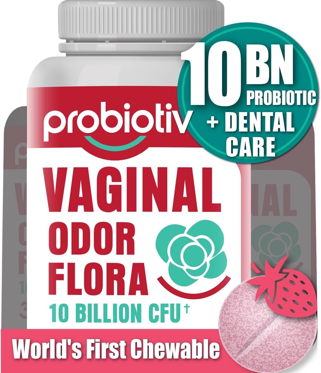 Probiotiv Chewable Female Vaginal Probiotics 10 Billion CFU + Prebiotic