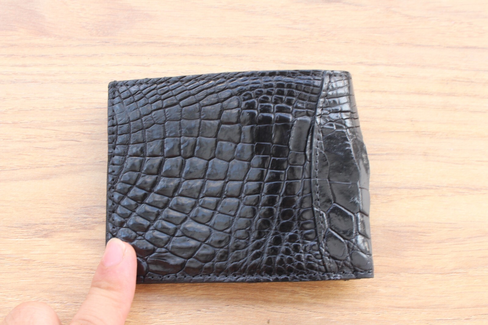 Real Alligator ,Crocodile Leather Skin Men's Money Clip WALLET Black