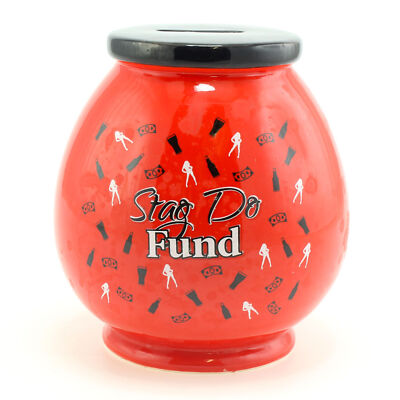 Rote Keramik Spardose / Box mit Schriftzug - Stag Do Fund