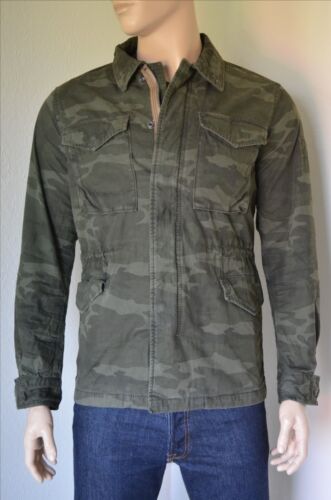 NEW Abercrombie & Fitch Vintage Military Jacket Green Camo Camouflage S RRP £130 - Afbeelding 1 van 10