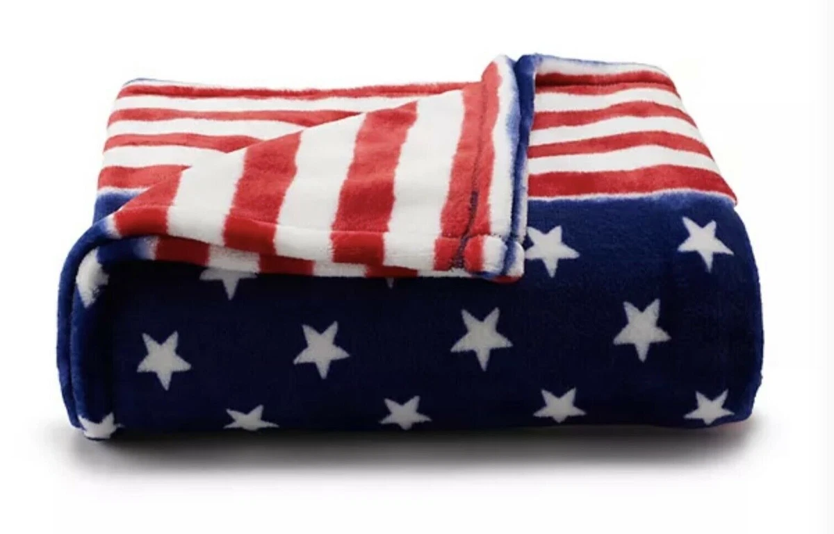 Patriotic Stars Stripes Flag Soft Throw Blanket 5 x 6 ft The Big One New