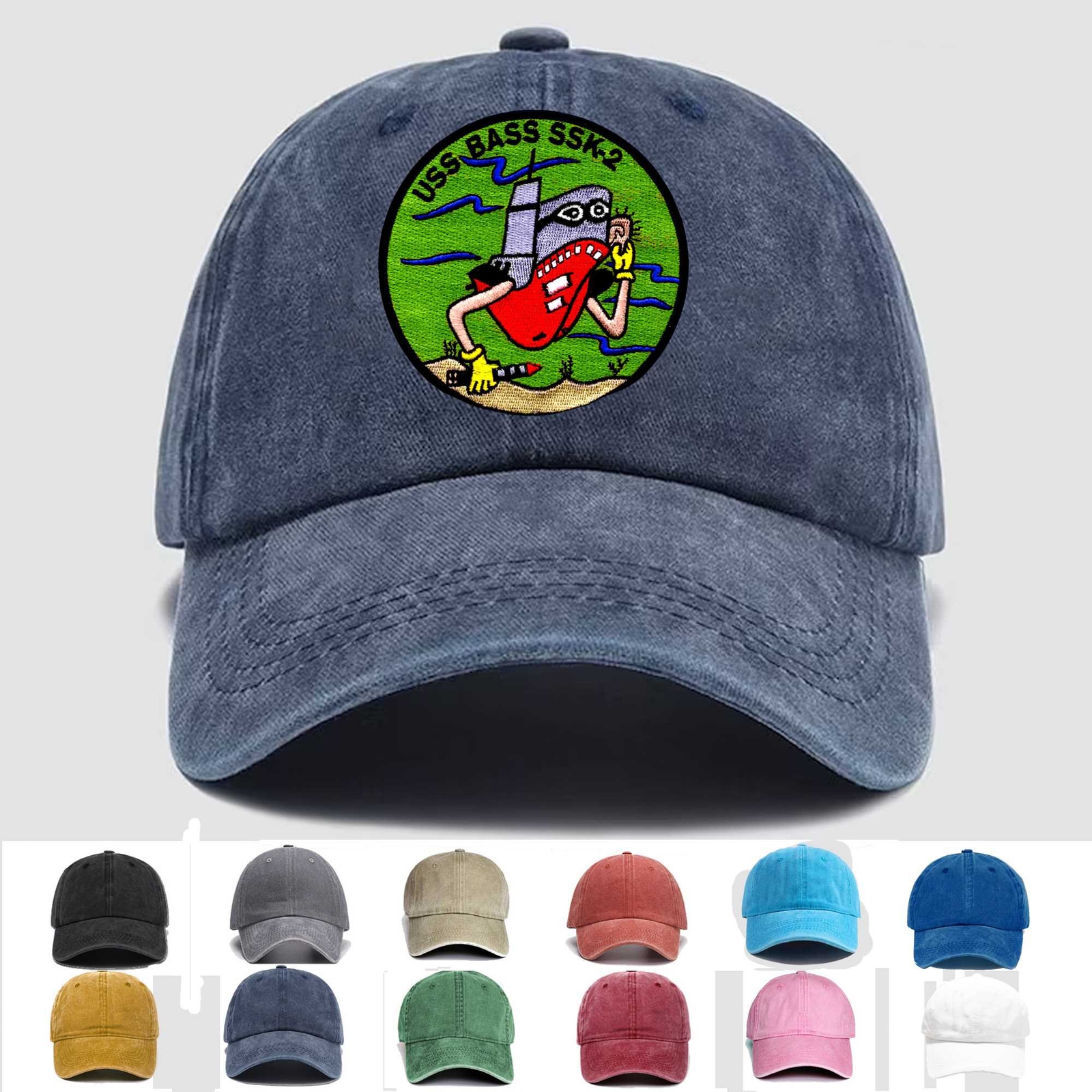 Custom Personalization Embroidered Hat SSK-2 USS Bass, Veteran Cap, Gift Idea