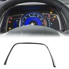 1Pcs Real Carbon Fiber Steering Wheel Dashboard Trim Cover Fits 06-11 Civic