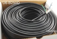 250ft CAT6 23-AWG Pure Copper Direct Burial Outdoor Gel Filled Bulk Cable, Black