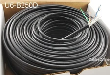250ft CAT6 23-AWG Pure Copper Direct Burial Outdoor Gel Filled Bulk Cable, Black