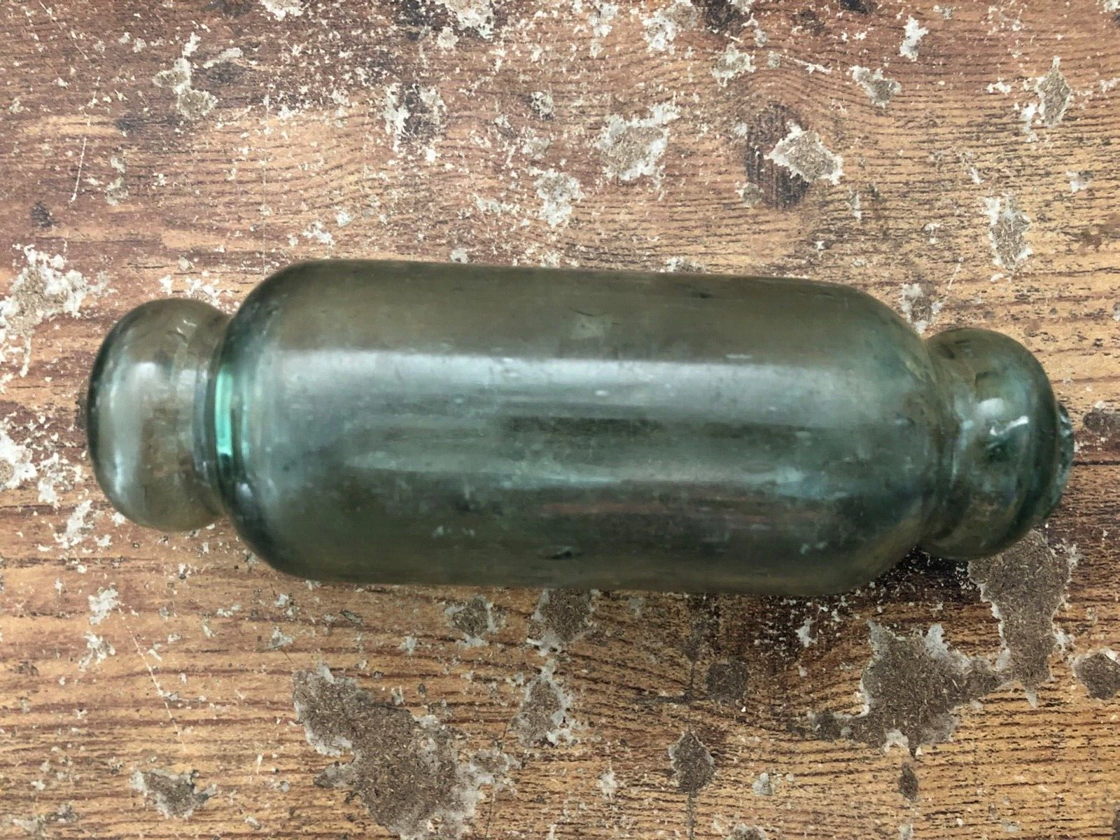 Vintage MASSILLON GLASS WORKS Hand Blown Light Green Miniature Rolling Pin Ohio