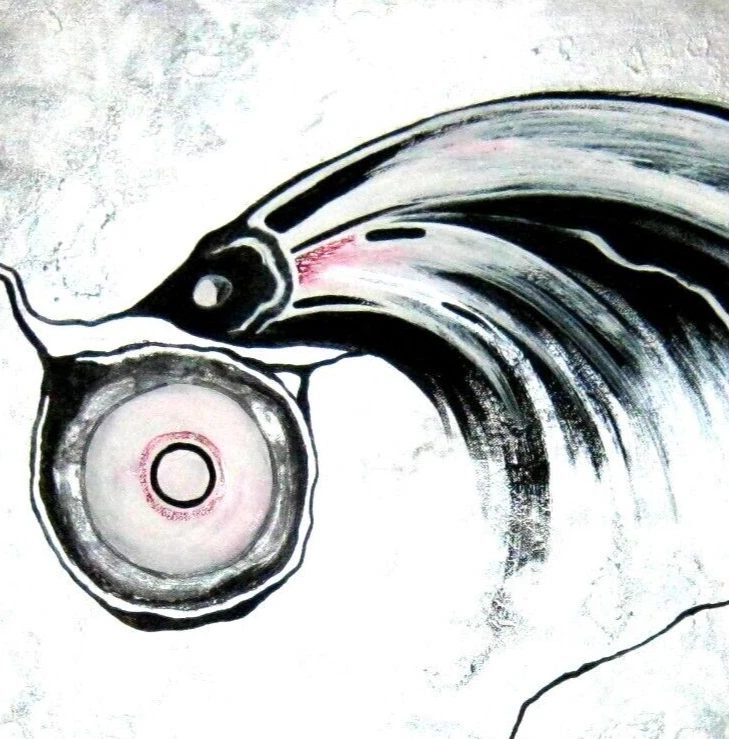 arte contemporáneo pintura abstracta minimalismo surrealismo pájaro paisaje negro por Foto 2 de 4