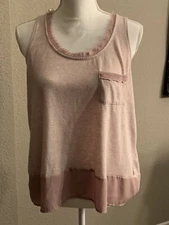 Pleione Sleeveless Top W Frayed Trim Sz Large