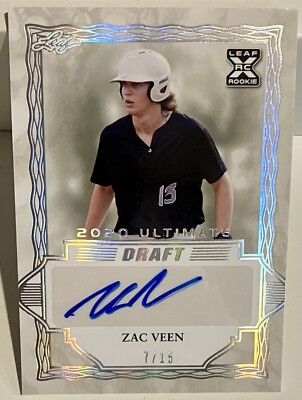 ZAC VEEN 2020 LEAF ULTIMATE DRAFT RC AUTO SILVER 7/15 RARE CARD