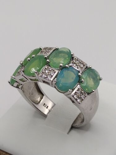 Stunning Designer SD Opal And Topaz Sterling Silver Ring - Size 8 - Picture 2 of 5