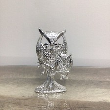 Vintage Owl Jewelry Tree Stand Silver Tone Pierced Earring Holder Torino