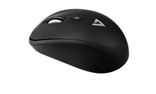 V7 4-Button Wireless Optical Mouse with Adjustable DPI - Black - Picture 1 of 2