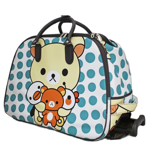 Borsa trolley unisex donna bagaglio a mano stampata floreale weekend su ruote - Foto 35 di 51