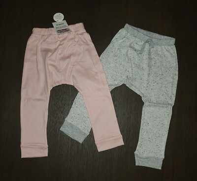 NEW 2 PAIR BABY GIRLS LAMAZE ORGANIC COTTON PANTS SIZE 12 MONTHS