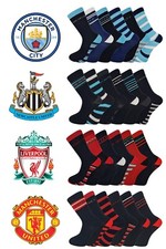 Mens Football Socks Manchester Liverpool Newcastle Adults 6 Pairs Size 6-11