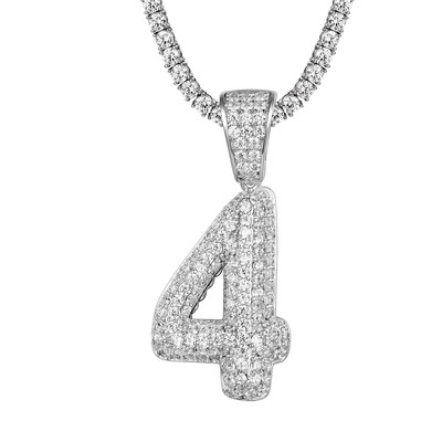 Custom Bubble Number 4 Pendant Sterling 
