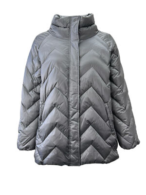 Marina Rinaldi Women's Pearl Grey Panca Quilted Jacket NWT