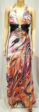 New Morgan & Co. Multicolor Black Plunging Snake Maxi Gown Dress - NWOT - 5/6