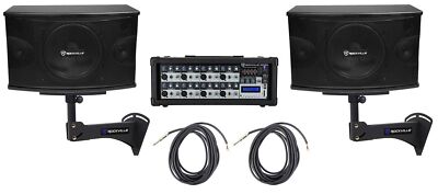 Pair Rockville KPS10 10'' 1200w Wall Speakers+Amplifier For Restaurant/Bar/Cafe