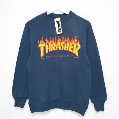 S 90S Thrasher Sweatshirt Flame Hanes Navy Made In Usa | eBay