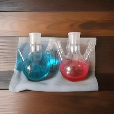 Chemie Zubehör Ersatzteile 3 Hals Rund Kolben Rasotherm GDR 2 Er Set