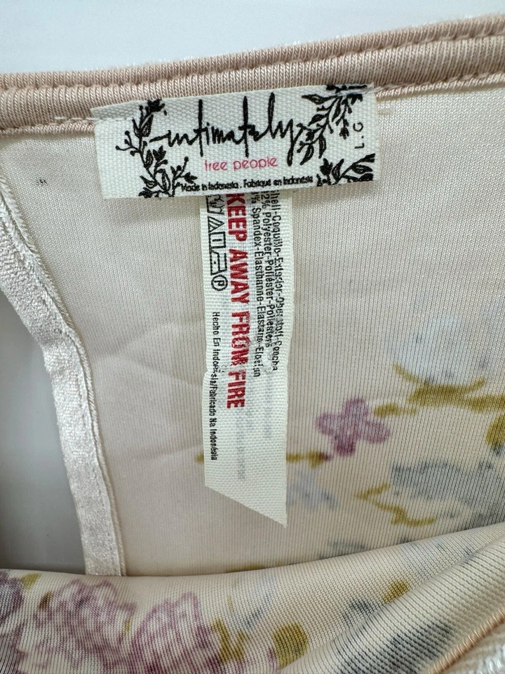 Body Free People Terciopelo Íntimamente Floral Talla L Beige Manga Dolman Marrón Foto 3 de 4